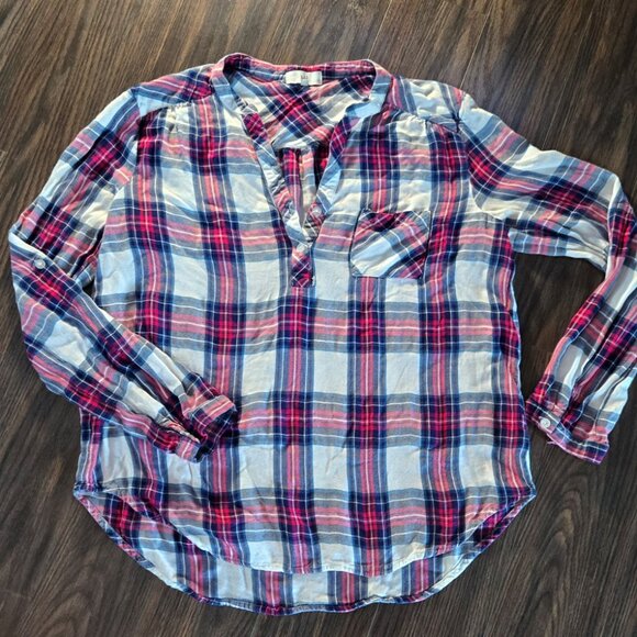 NSR 100% Rayon Plaid Long-Sleeved Shirt SIZE XL - Picture 1 of 6